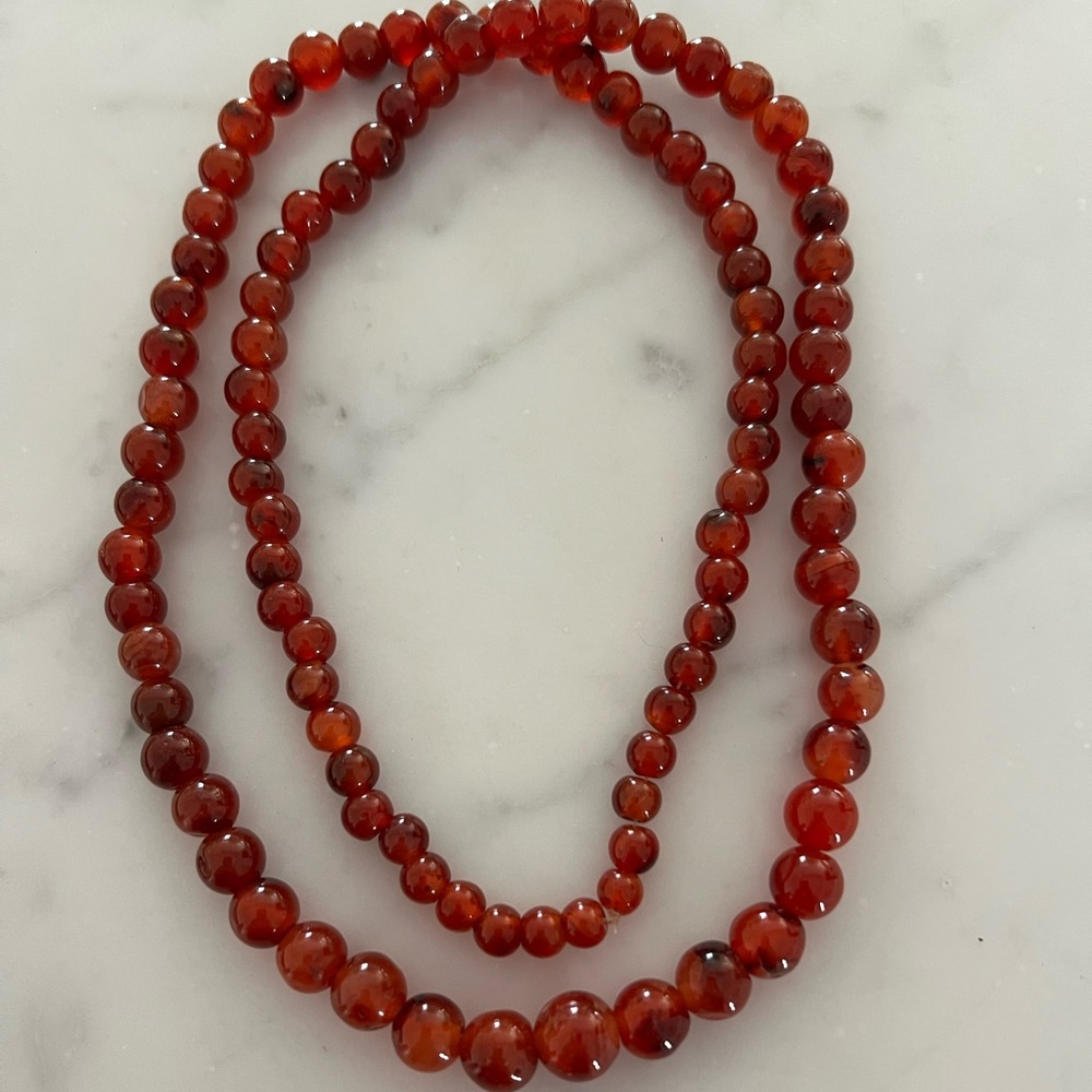 Vintage 26” Cornelian Necklace